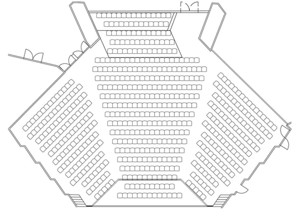 BadnerHalle Räume und Technik Übersicht Türkenlouis-Saal Reihenbestuhlung