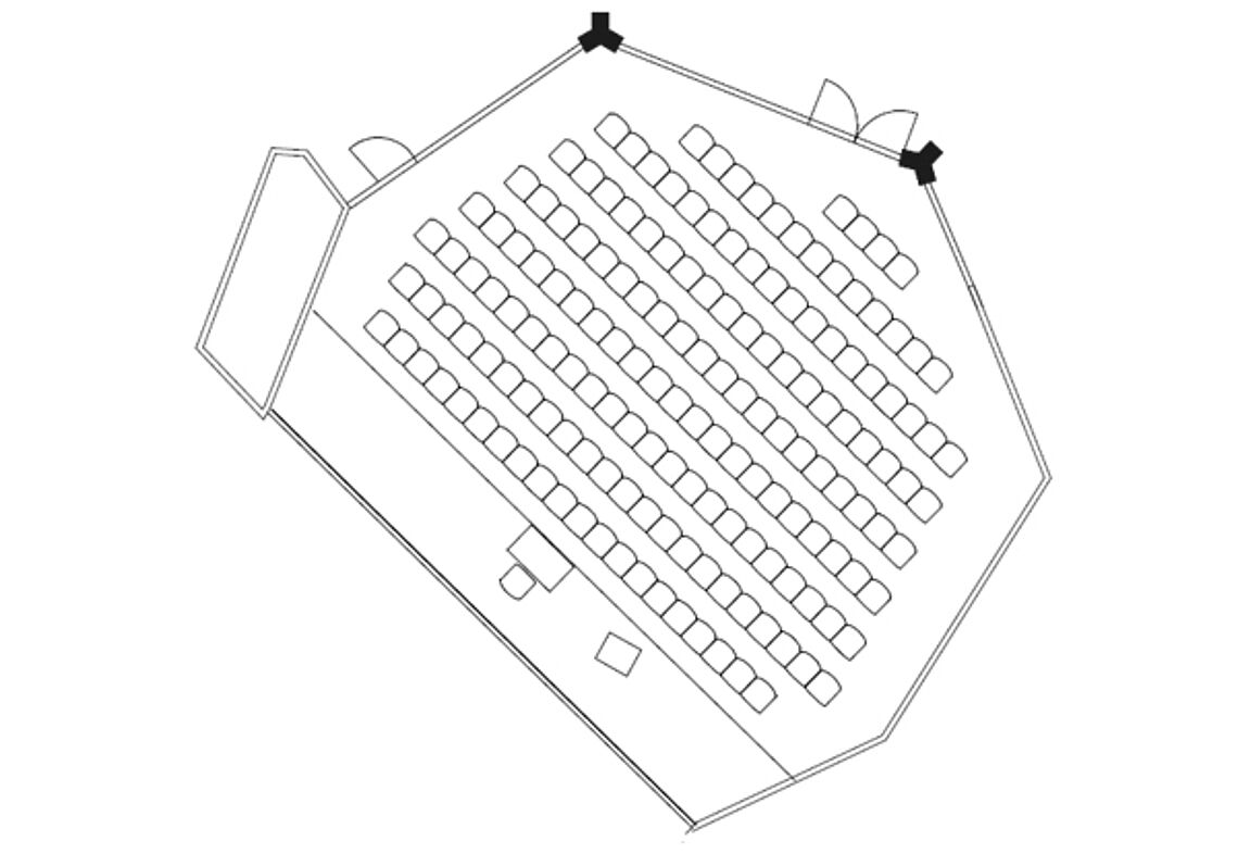 BadnerHalle Räume und Technik Übersicht Sibyllen-Saal Reihenbestuhlung