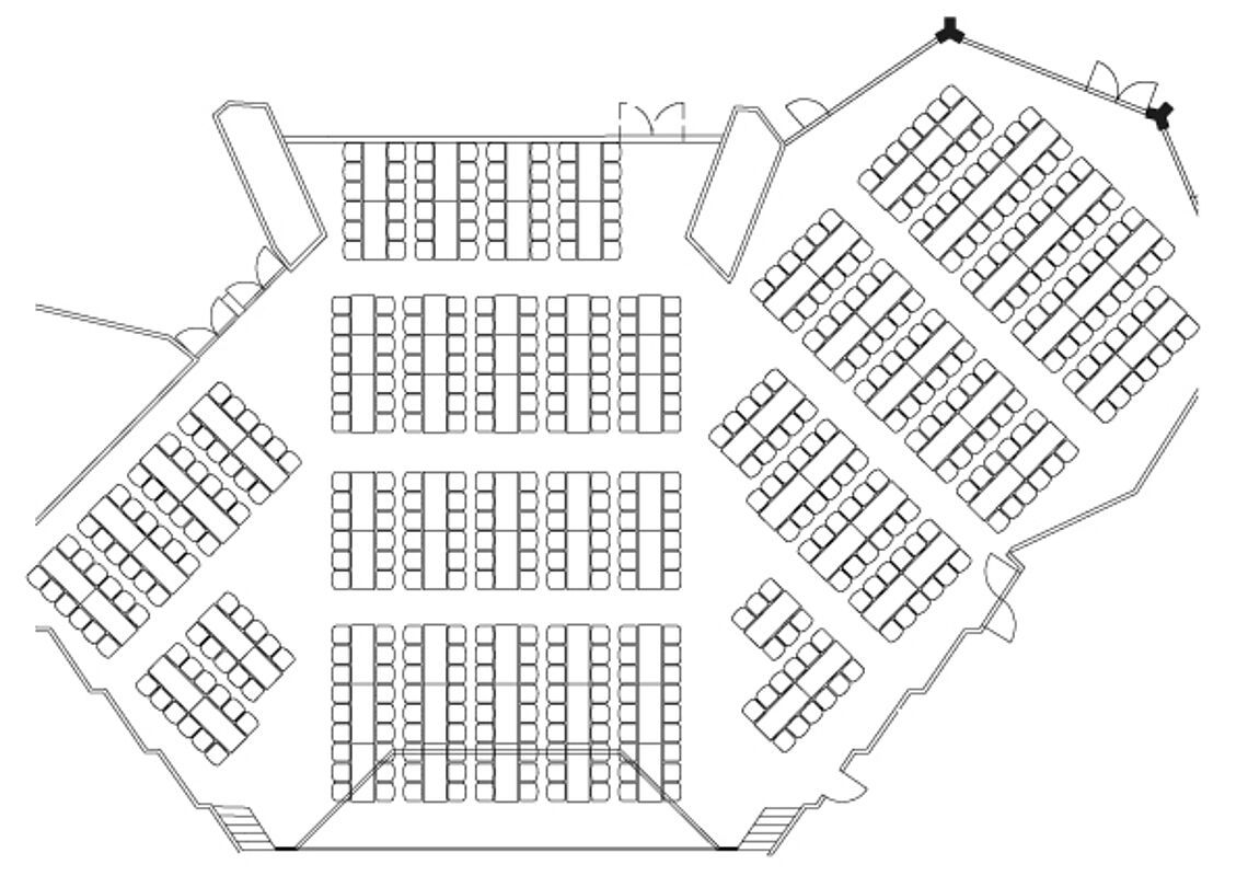 BadnerHalle Räume und Technik Übersicht Türkenlouis-, Sibyllen-Saal Bankettbestuhlung