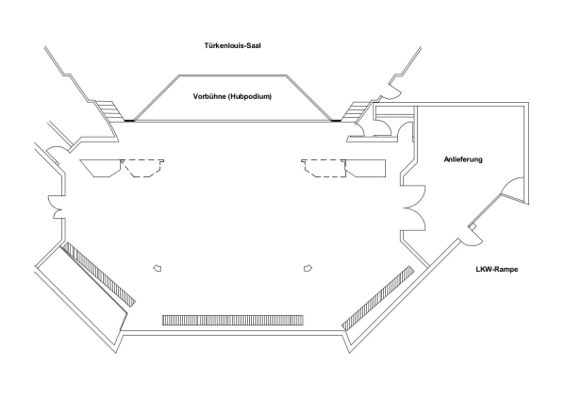 BadnerHalle Räume und Technik Übersicht Bühne leer